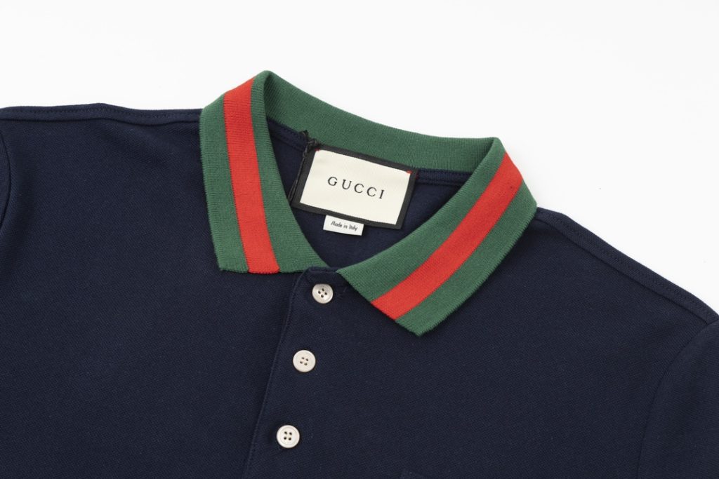 Gucci Cotton Piquet Polo With Web Collar Blackjason