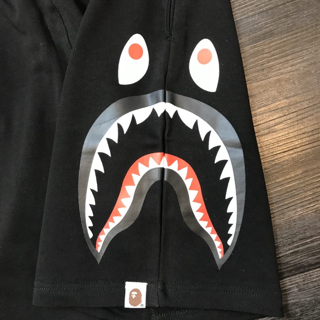 color camo shark sweat shorts