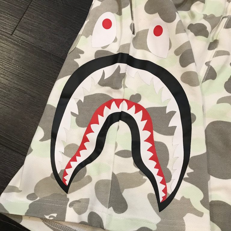 color camo shark sweat shorts