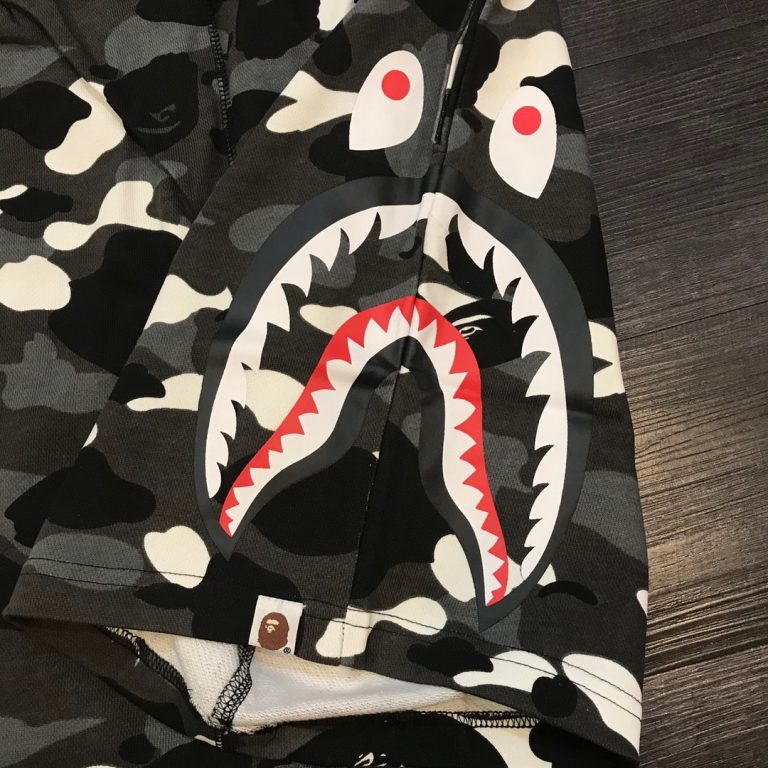 color camo shark sweat shorts